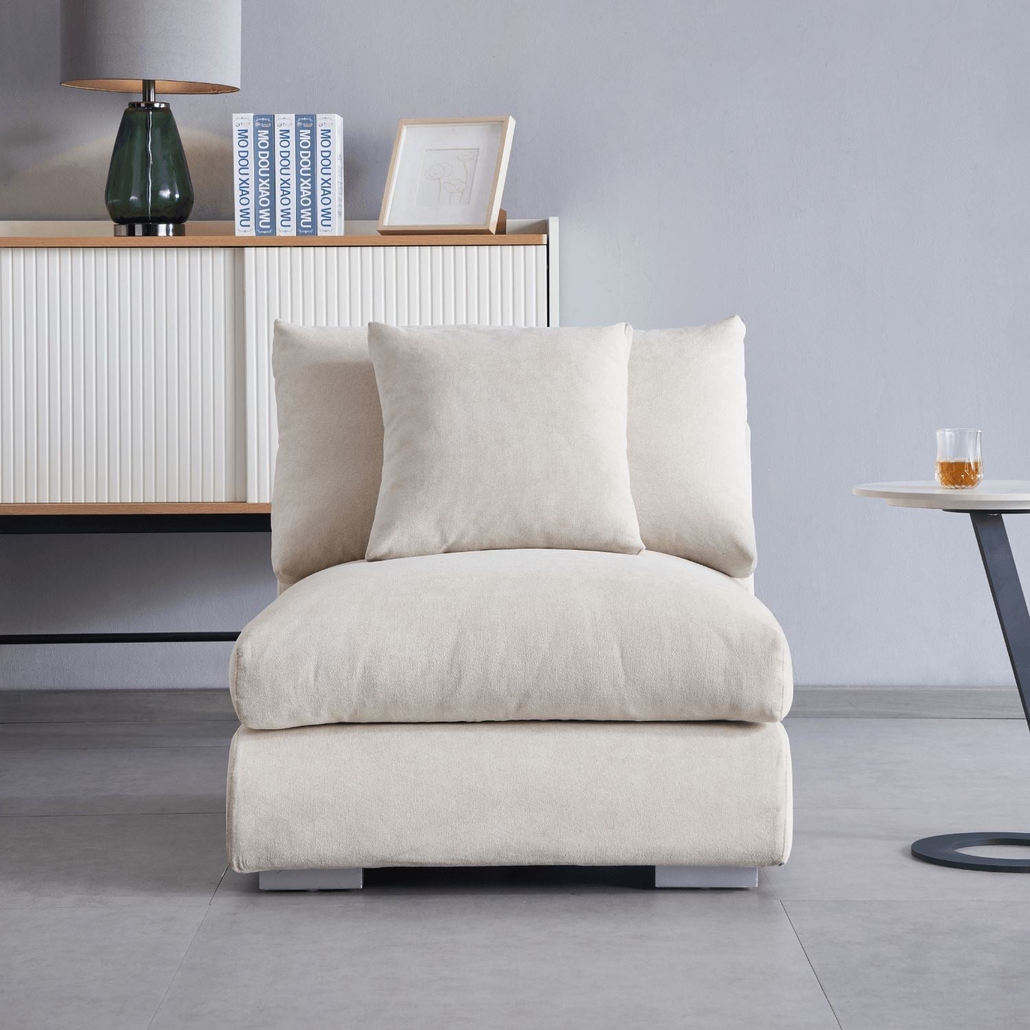 Feathers 1 Seater Armless Beige